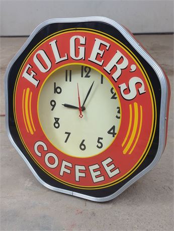 Folger's Coffee Neon Wall Clock