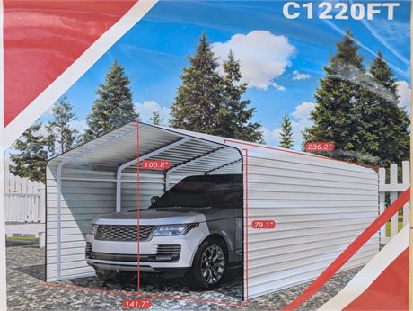 12' x 20' Compact Metal Carport Shelter (Assembly Required)