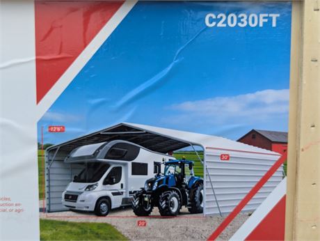 20'x30' Steel Carport with Enclosed Sidewalls (Assembly Required)