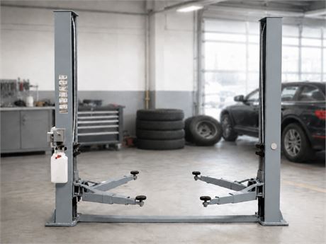 Gray Two-Post Car Lift (Assembly Required)