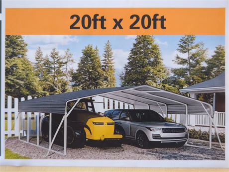 Dark Grey SDLANCH High-End Carport 20ft x 20ft (Assembly Required)