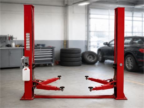 Red Two-Post Car Lift (Assembly Required)