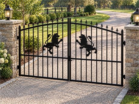 Double Swing Metal Driveway Gate